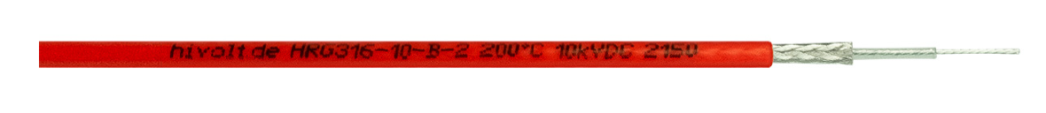Cable haute tension blinde coaxial 10kV HRG316-10-B-2 Hivolt, diélectrique FEP