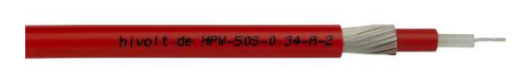 Cable haute tension blinde coaxial | 50 kV HPW-50S-0.34-A-2 Hivolt | diélectrique Silicone.