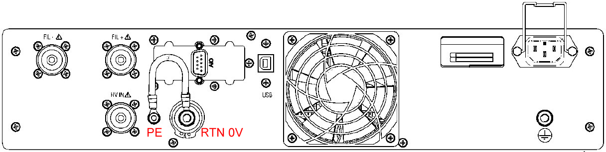 Filament power supply for electron gun | Floating output | Return line 0 V connectors 