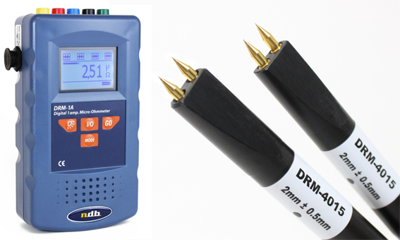 Portable micro ohmmeter 1 A, reference DRM-1A, compact, precise, high resolution NDB Technology 